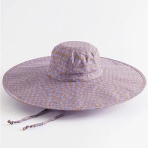 BAGGU Packable Sun Hat in Trippy Checker Lavender/Brown Sold Out Colorway